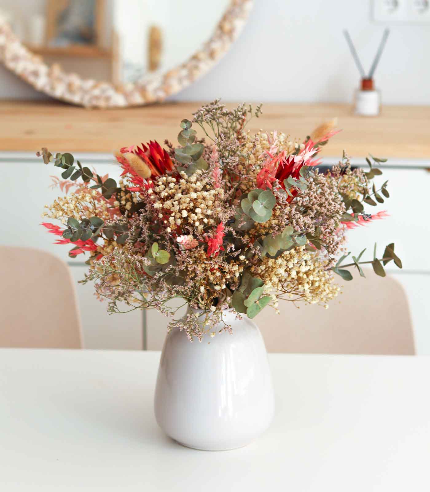 Jarrón de cerámica con flores secas y preservadas -Trencadissa Art floral