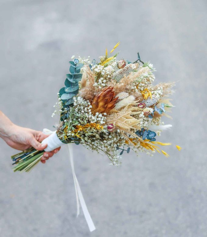 Ramo de novia Boho en tonos naturales - Ambrosía