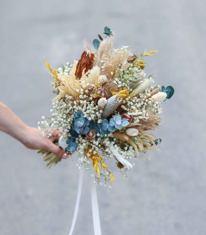 Ramo de novia Boho en tonos naturales - Ambrosía