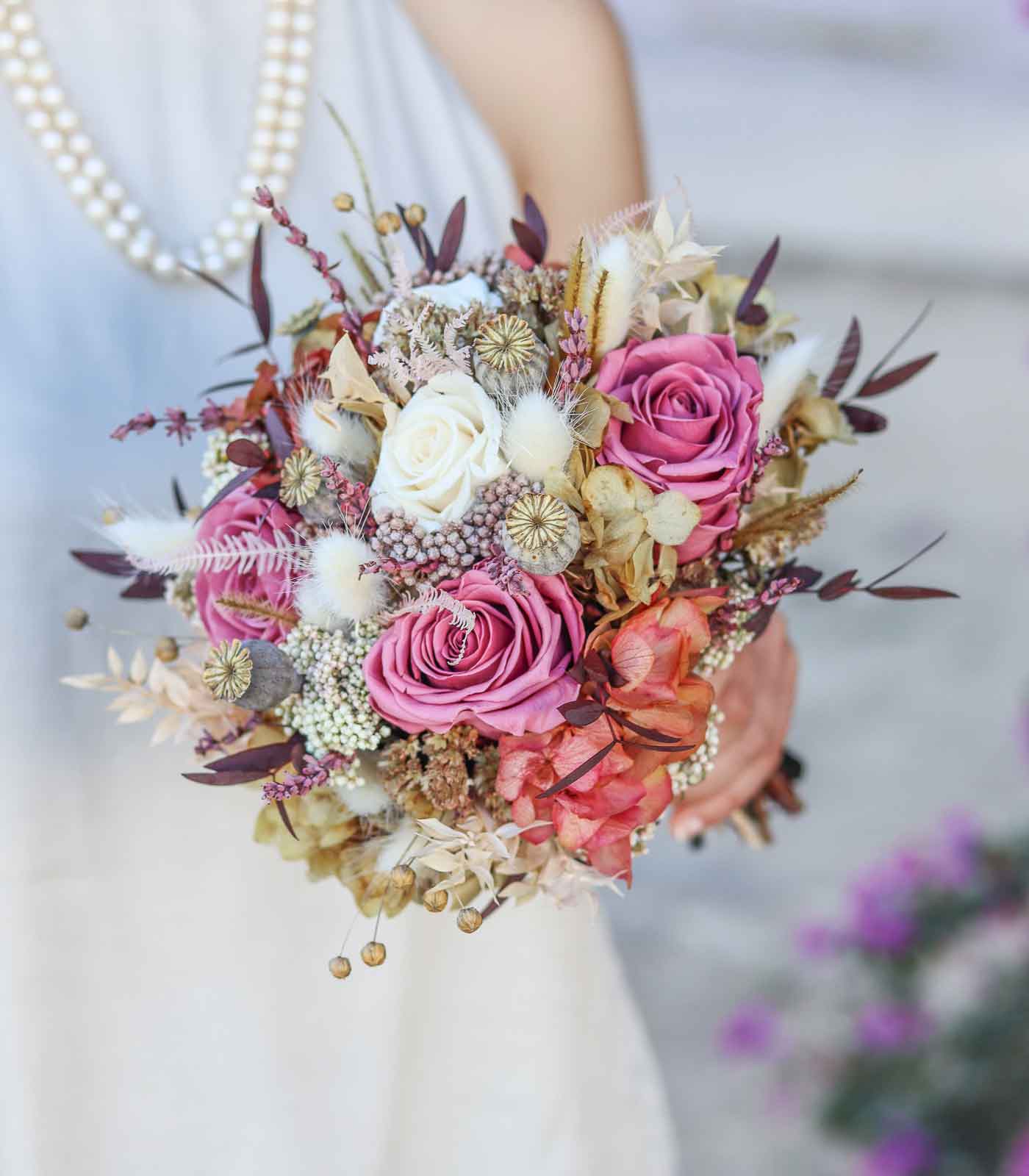 Asesinar entregar mesa Romance- Ramo de novia realizado con flores preservadas