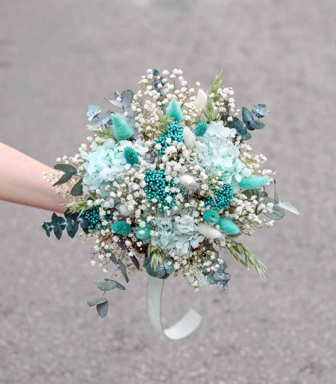 Ramo de novia sencillo y original turquesa - Cielo