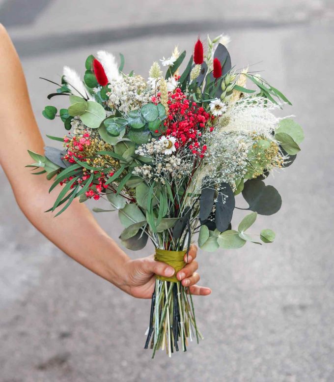 Ramo seco y preservado en rojo y blanco - Rubi