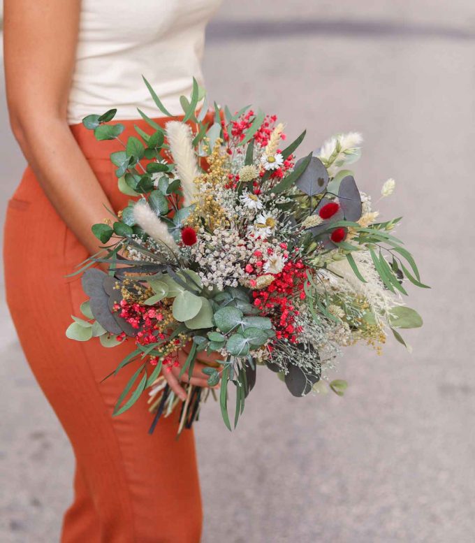 Ramo seco y preservado en rojo y blanco - Rubi