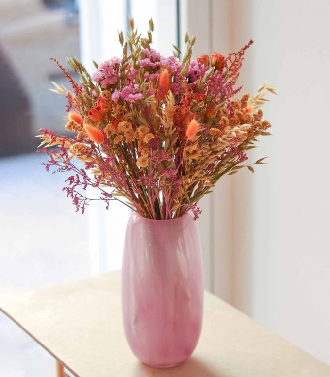 Centro de flores preservadas + Jarrón de cristal - Lys