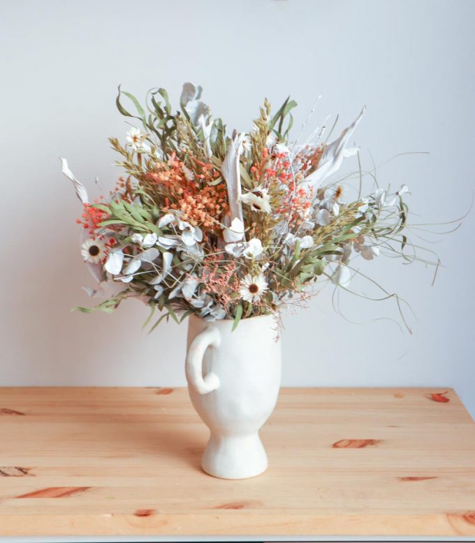 Centro de flores preservadas - Mimosa