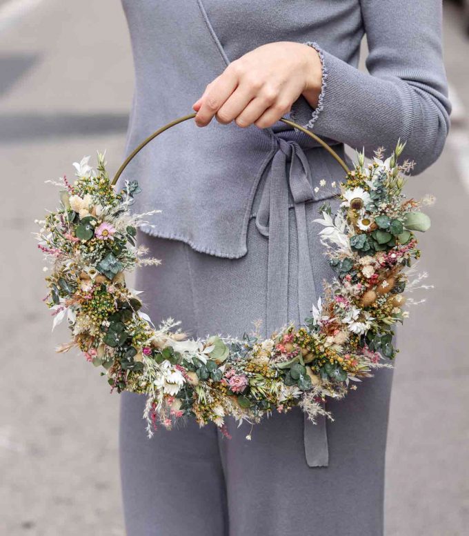 Aro de novia de flores preservadas - Melisa