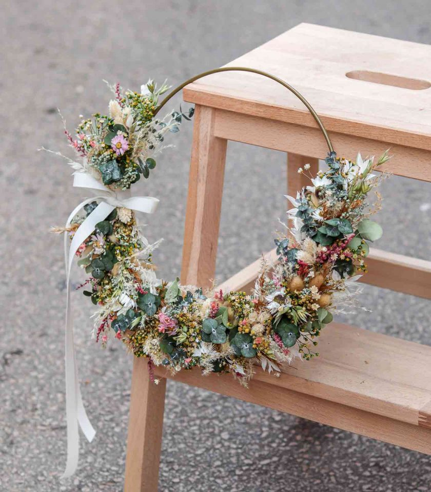 Aro de novia de flores preservadas